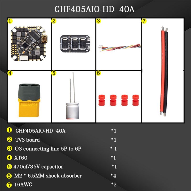 Drone Racing Flight Controller - Controlador de Vuelo AIO ABTI-GHF405AIO-HD 40A